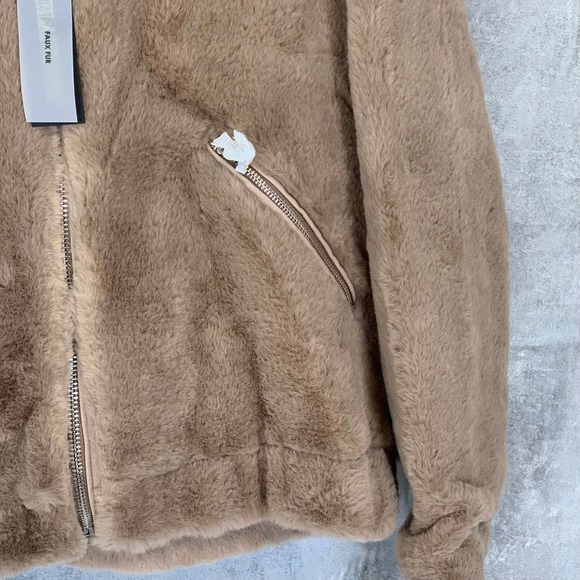 BLANKNYC Sand Stoner Siren Teddy Faux Fur Full-Zip Hooded Coat SZ M - Picture 5 of 8